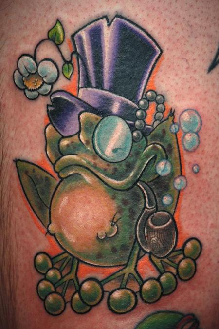Frog Chaperon for the Debutante Ball with Bubble Pipe and Monocle Tattoo Tattoo Design Thumbnail